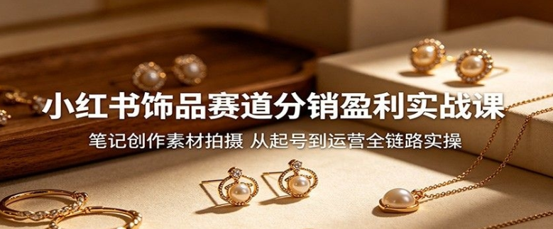 小红书饰品赛道分销盈利实战课：笔记创作素材拍摄，从起号到运营全链路实操