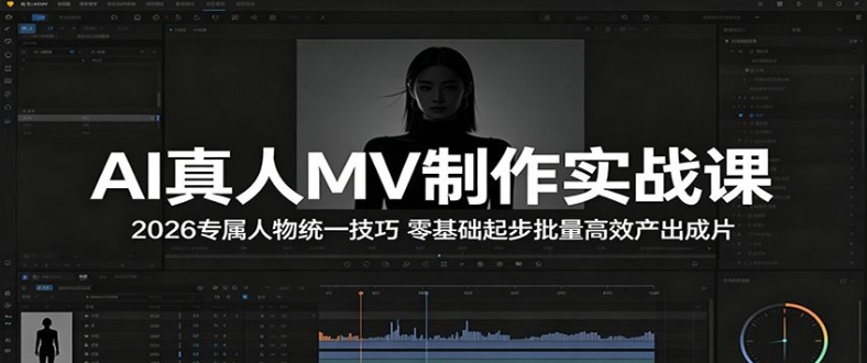 AI真人MV制作实战课：2026专属人物统一技巧，零基础起步批量高效产出成片