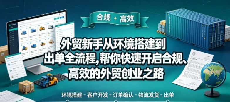 外贸新手从环境搭建到出单全流程，帮你快速开启合规、高效的外贸创业之路