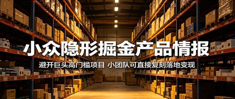 小众隐形掘金产品情报：避开巨头高门槛项目，小团队可直接复刻落地变现