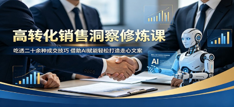 高转化销售洞察修炼课：吃透二十余种成交技巧，借助AI赋能轻松打造走心文案 