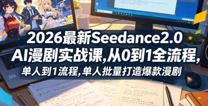 2026最新Seedance2.0 AI漫剧实战课,，从0到1全流程，单人批量打造爆款漫剧