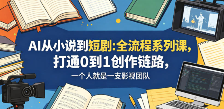 AI从小说到短剧全流程系列课，打通0到1创作链路，一个人就是一支影视团队