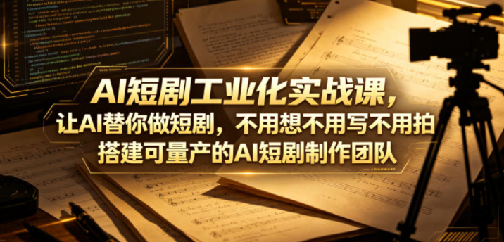 AI短剧工业化实战课，让AI替你做短剧，不用想不用写不用拍，搭建可量产的AI短剧制作团队