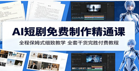 AI短剧免费制作精通课：全程保姆式细致教学，全套干货完胜付费教程