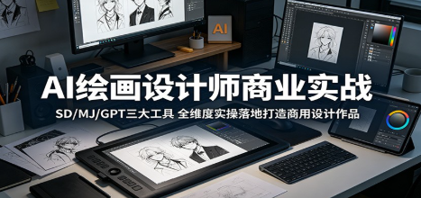 AI绘画设计师商业实战：SD/MJ/GPT三大工具，全维度实操落地打造商用设计作品