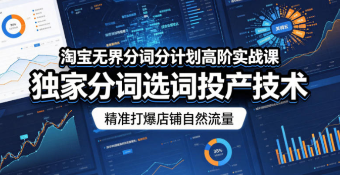 淘宝无界分词分计划高阶实战课，独家分词选词投产技术，精准打爆店铺自然流量