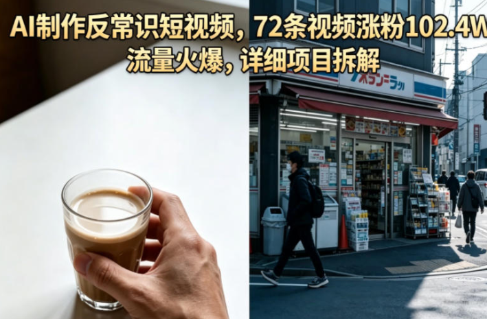 AI制作反常识短视频，72条视频涨粉102.4W，流量火爆，详细项目拆解