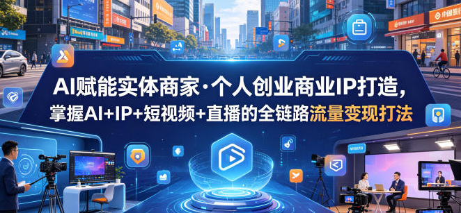 AI赋能实体商家·个人创业商业IP打造，掌握AI+IP+短视频+直播的全链路流量变现打法