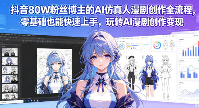 抖音80W粉丝博主的AI仿真人漫剧创作全流程，零基础也能快速上手，玩转AI漫剧创作变现